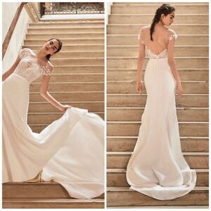 Carolina Herrera  Hannah Illusion Lace Open-Back Silk-Georgette Gown Size 8